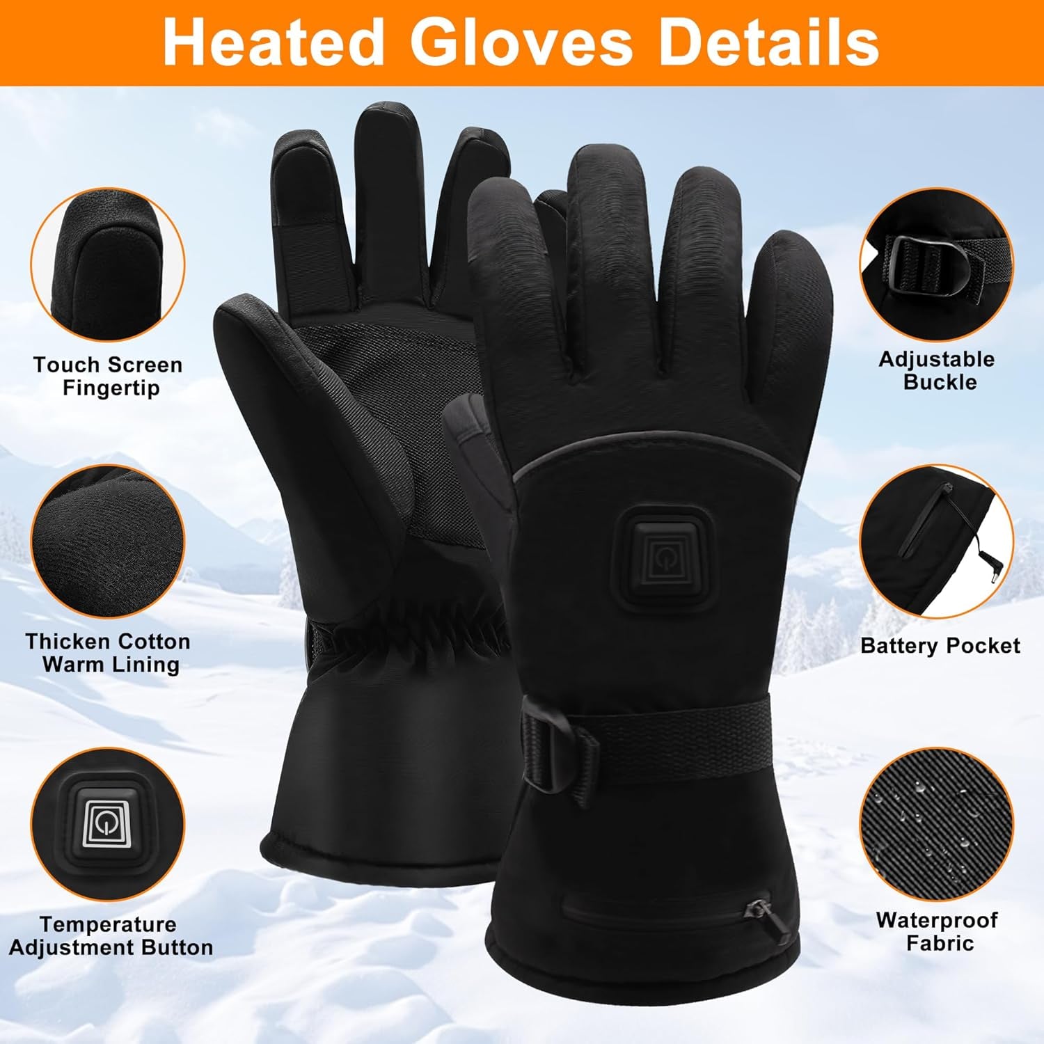 Ultimate Rechargeable Heated Gloves - Waterproof Touchscreen for Outdoor Adventures, Skiing, Running, and Work!