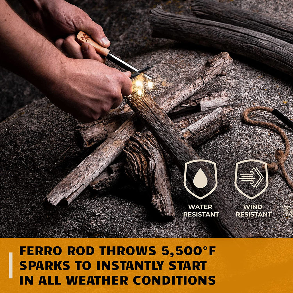 Ultimate Ferro Rod Fire Starter Kit: Waterproof Magnesium Firestarter with Multitool for Camping & Outdoor Adventures