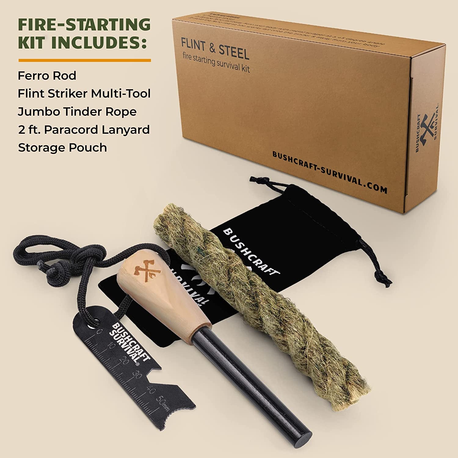 Ultimate Ferro Rod Fire Starter Kit: Waterproof Magnesium Firestarter with Multitool for Camping & Outdoor Adventures