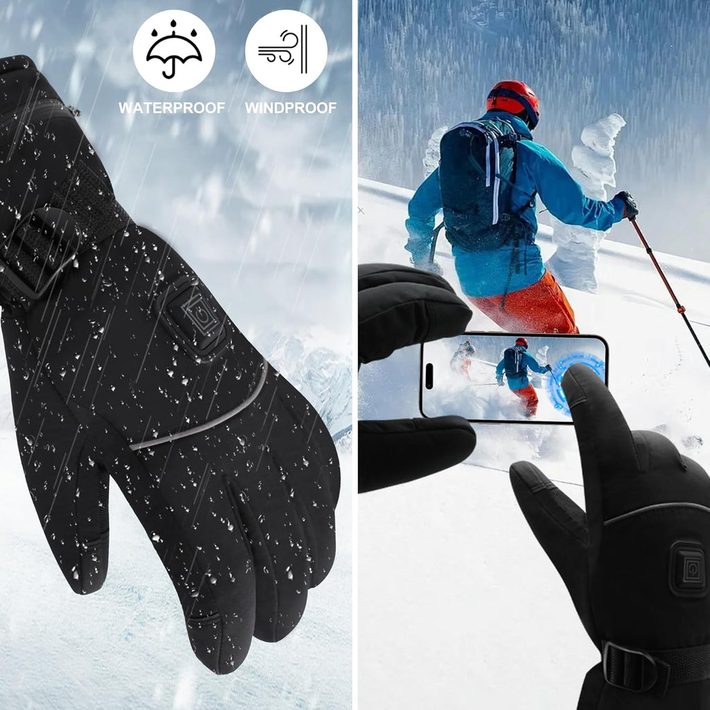 Ultimate Rechargeable Heated Gloves - Waterproof Touchscreen for Outdoor Adventures, Skiing, Running, and Work!