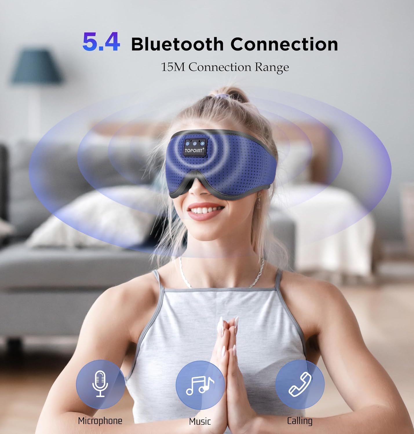 Ultimate Bluetooth 5.4 Sleep Mask with HD Headphones - Luxurious 3D Blackout Eye Mask in Breathable Silk for Side Sleepers, Perfect for Travel, Meditation & CPAP Users