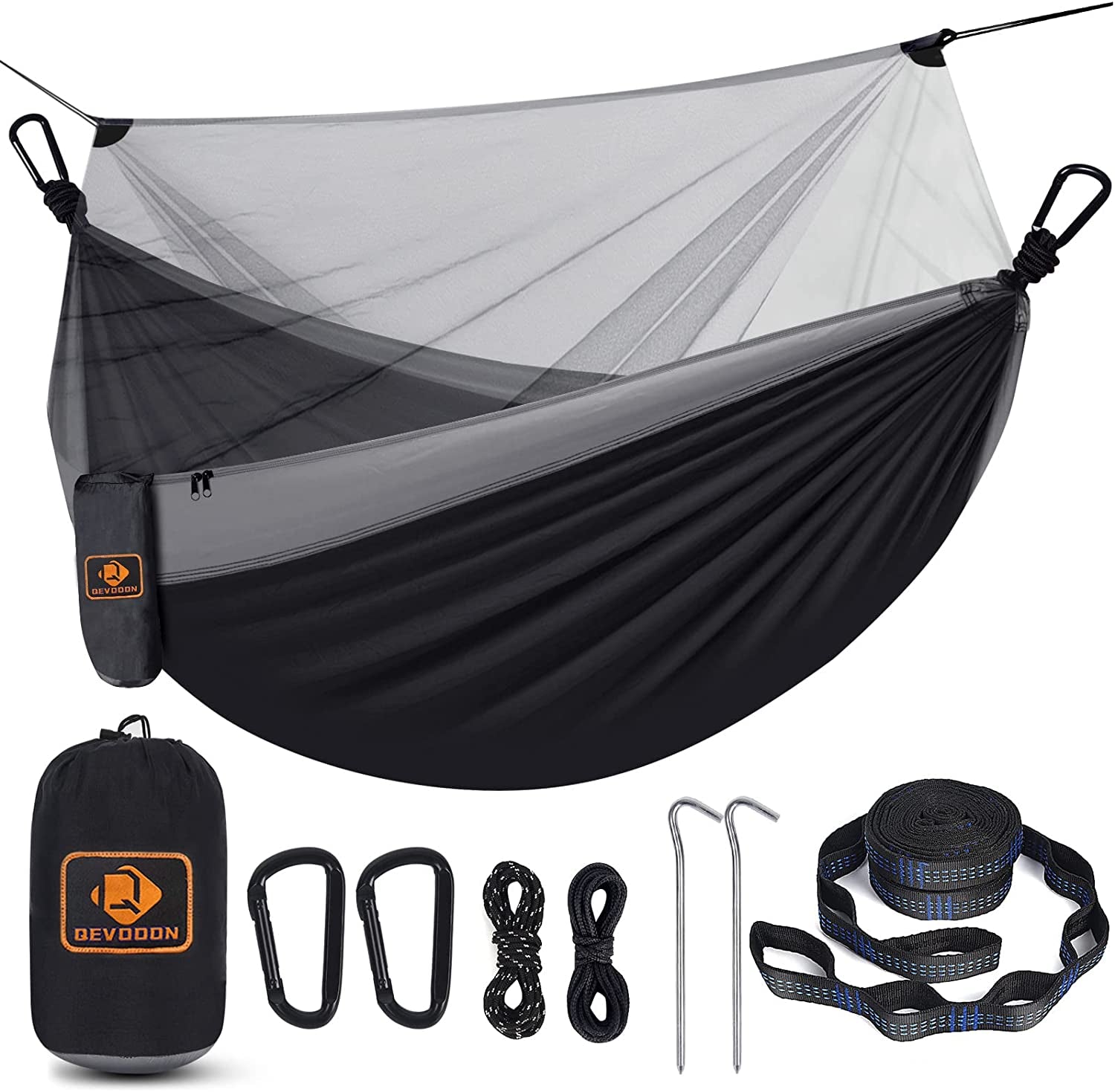 Ultimate Portable Camping Hammock with Insect Net - Perfect for Outdoor Adventures, Includes Tree Straps & Durable Carabiners, Lightweight Parachute Nylon!
