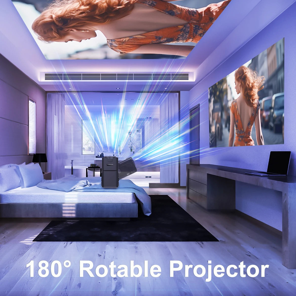 Upgraded HY300 4K Android 11 Portable Projector - Native 1080P, 390 ANSI Lumens, Dual WiFi 6 & Bluetooth 5.0 for Ultimate Home Cinema Experience