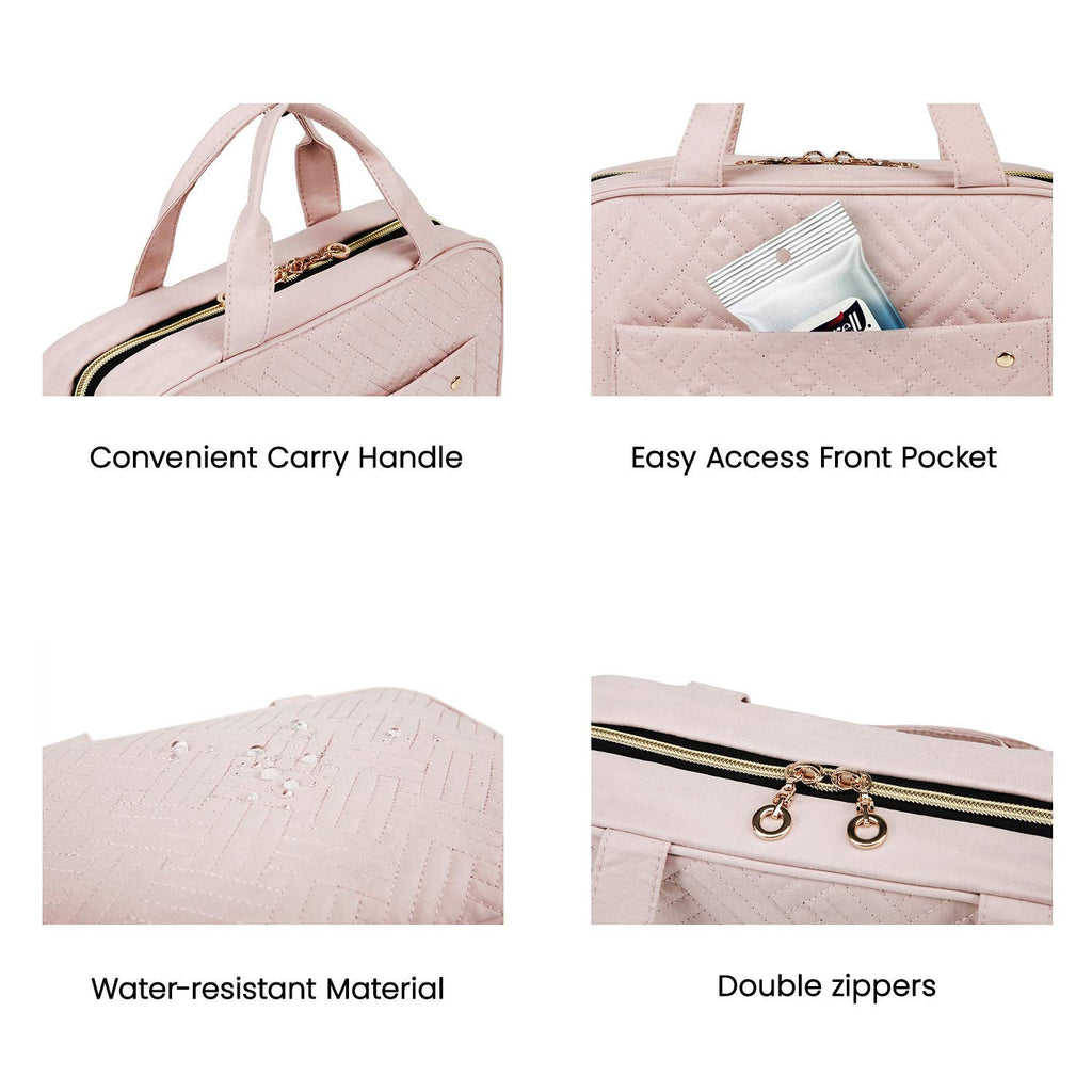 Chic Baby Pink Medium Water-Resistant Toiletry Bag with Hanging Hook - Ultimate Travel Organizer for Cosmetics and Accessories
