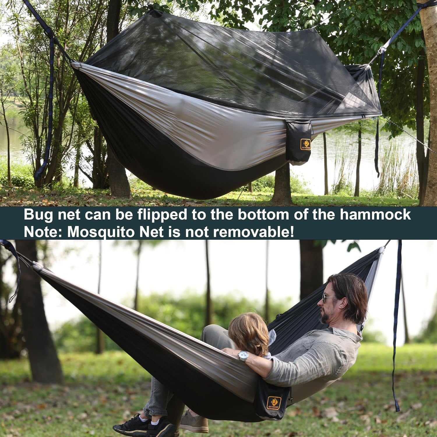 Ultimate Portable Camping Hammock with Insect Net - Perfect for Outdoor Adventures, Includes Tree Straps & Durable Carabiners, Lightweight Parachute Nylon!