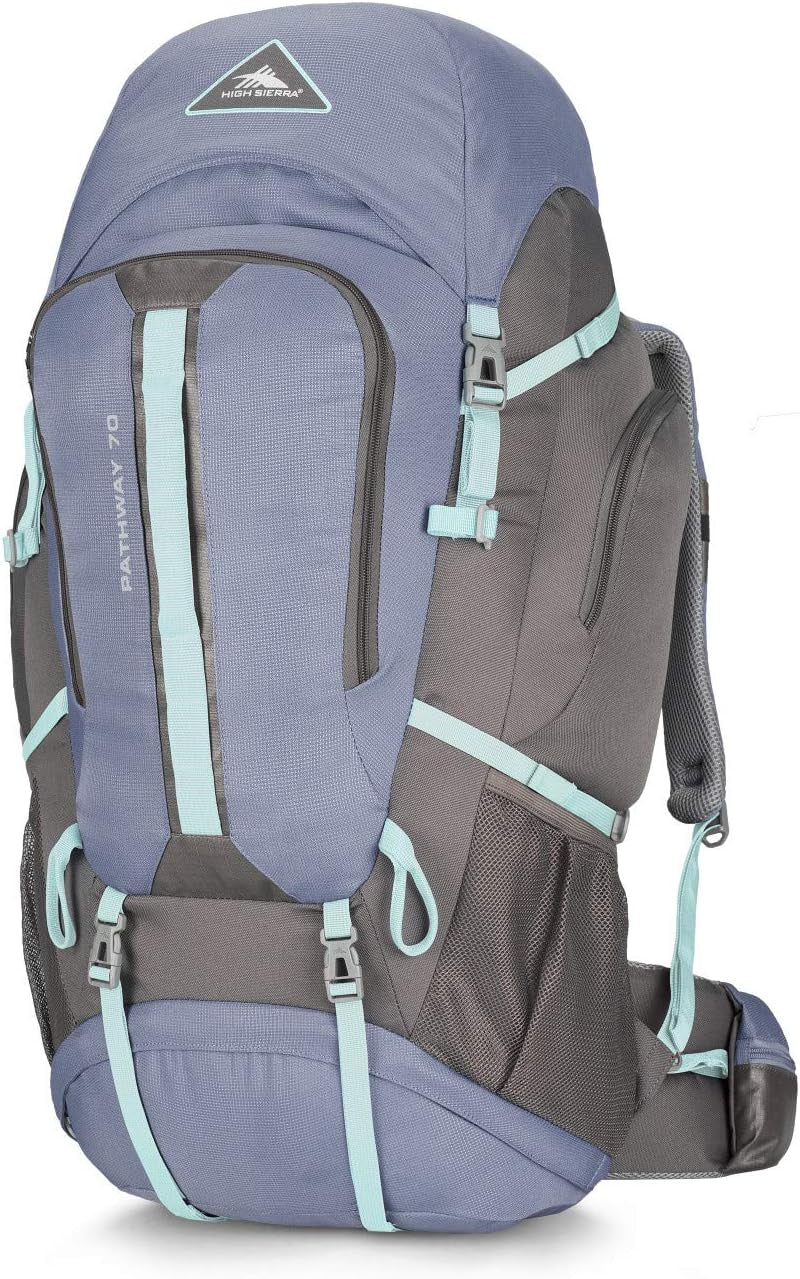 Ultimate Pathway 70L Internal Frame Hiking Backpack – Stylish Grey Blue/Mercury/Blue Haze Design