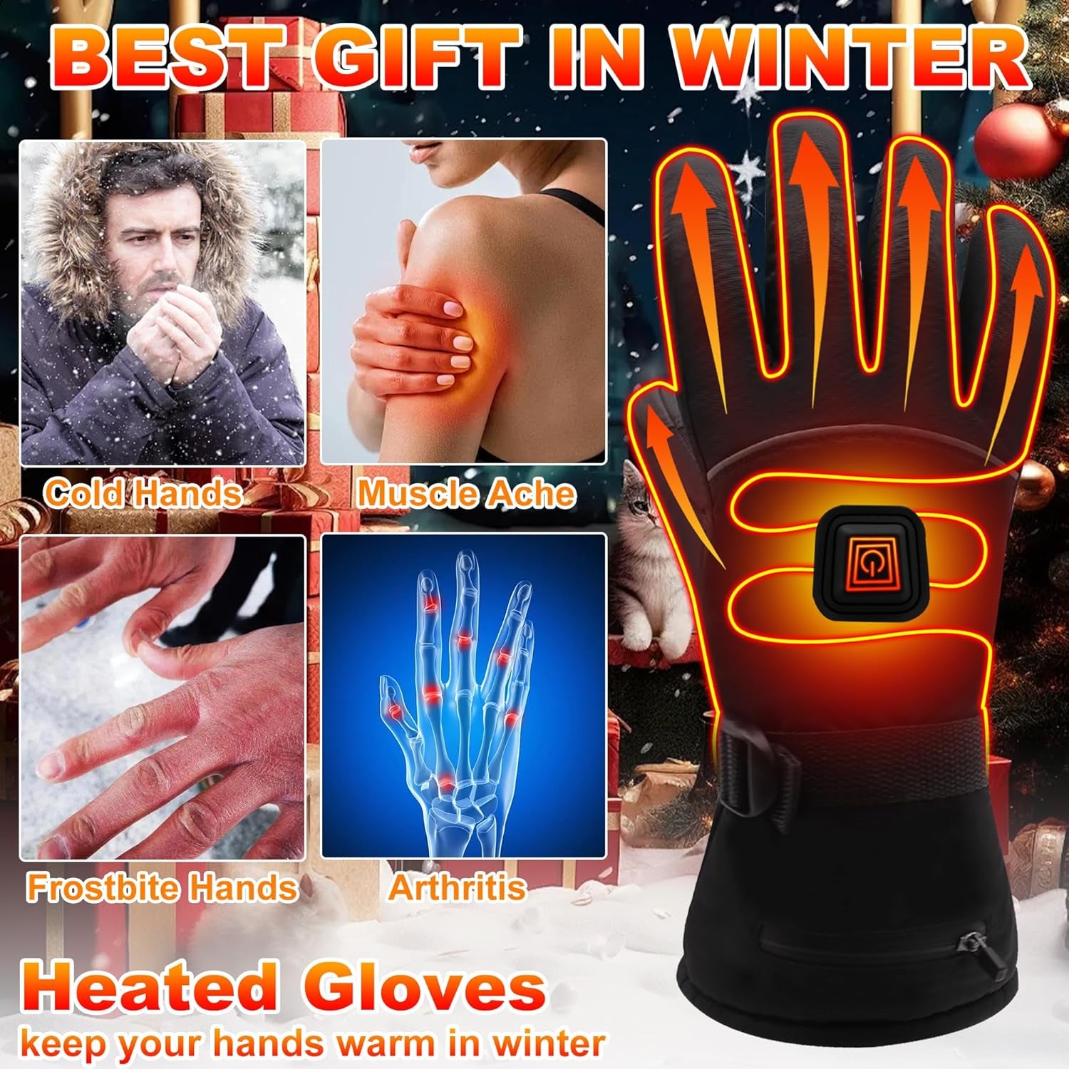 Ultimate Rechargeable Heated Gloves - Waterproof Touchscreen for Outdoor Adventures, Skiing, Running, and Work!