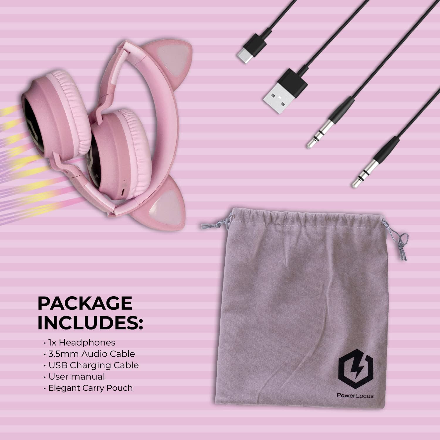 Vibrant Pink Bluetooth 5.3 Wireless Cat Ear Headphones for Kids - LED Lights, Safe Volume Limit & Micro SD/TF Support for iPad & Tablet