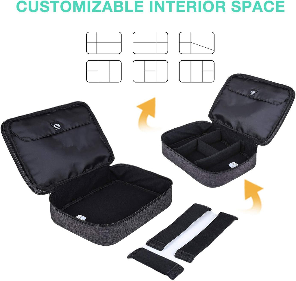 Ultimate Double Layer Electronic Organizer - Stylish Travel Bag for 10.5 Inch iPad Pro, Perfect for Adapters and Cables in Sleek Black