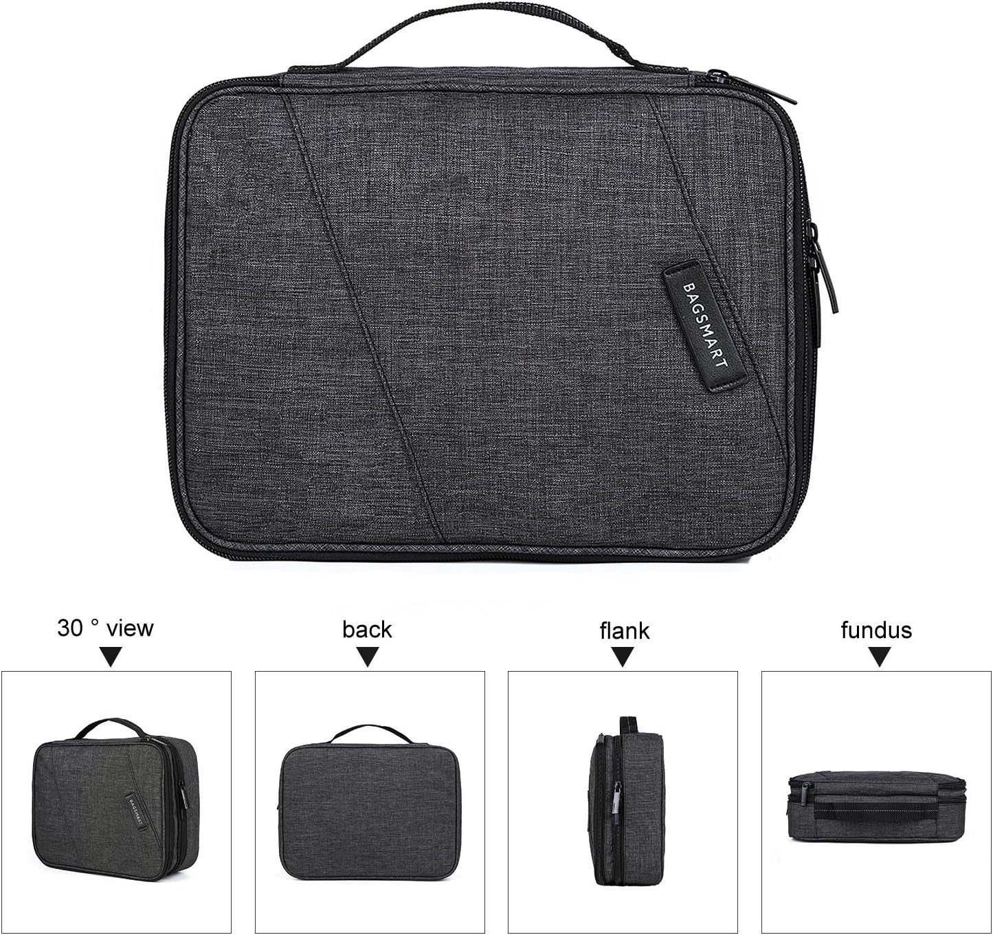 Ultimate Double Layer Electronic Organizer - Stylish Travel Bag for 10.5 Inch iPad Pro, Perfect for Adapters and Cables in Sleek Black
